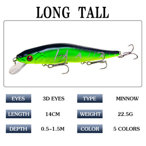 Señuelo de Pesca Minnow de 14cm/23g para Comercio Exterior, Cebo Duro de Plástico de Simulación para Pesca de Fondo y Jigging, Producto de Equipo de Pesca de Plástico - Product Image 3