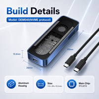 Boîtier SSD NVMe M.2 à refroidissement actif 10 Gbit/s USB 3.2 Gen2 en aluminium, compatible M-Key, pour disque dur externe portable 8 To (PCIe)