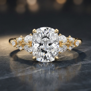 IGI Certi Rhodium <b>Cushion</b> Cut Lab Grown Diamond Cluster Engagement <b>Ring</b> 10K 14K 18K Gold 925 935 Silver Luxury Bridal Gift - Product Image 1