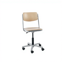 Chaise de bureau exécutive moderne réglable avec hauteur en bois de hêtre et roulettes en caoutchouc pour environnement de travail