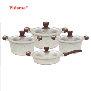 2024 phisma chất lượng tốt nhất 8 cái Granite lớp phủ cảm ứng với Fry Pan và đồ nấu nướng Die-cast nhôm Bộ đồ nấu nướng - Product Image 4