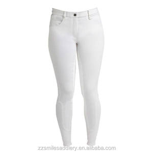 Cómodos pantalones de montar para mujer de elastano, de cintura baja, con asiento completo, parches de gamuza en las rodillas, resistentes al pelusamiento y a la abrasión, con dos bolsillos. - Product Image 3