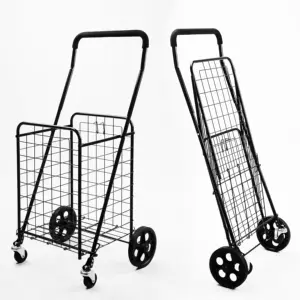 30KGS Factory Customized Portable Folding Steel Wire Shopping Trolleys Carts For Supermarket Mini Shopping Trolley Cart