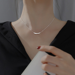Geometric Eggplant Tube Necklace Stainless Steel Women's Clavicle Chain Simple Chic Pendant - Product Image 1