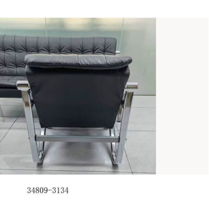 Conjunto de Sofás de Oficina Modernos de Cuero 1+1+3 Plazas con Estructura de Acero Inoxidable para Oficina en Casa y Espacio Comercial - Product Image 1