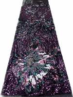 Tissu en dentelle brodée de sequins floraux A.Y.Disc, 100% polyester, écologique, pour robes de mariée et sacs de soirée