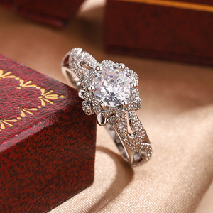 <span class=keywords><strong>Anello</strong></span> di Lusso Vintage con Zirconi Taglio Rotondo in <span class=keywords><strong>Filigrana</strong></span>, Montatura a Corona Reale, <span class=keywords><strong>Anello</strong></span> di Fidanzamento da Donna, Vendita all'Ingrosso - Product Image 3