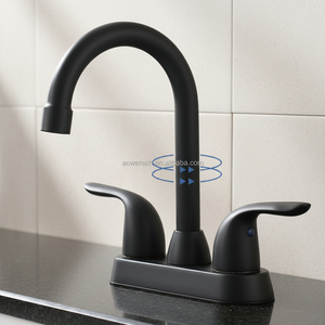 Grifo Mezclador de Baño Extraíble Moderno para Lavabo, Doble Manija, 3 Orificios, Negro, Zinc, Latón, Cerámica, para Gimnasio Exterior - Product Image 6