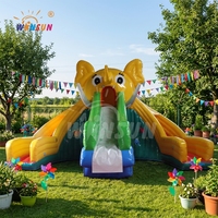 WINSUN Toboggan aquatique gonflable géant pour enfants en forme d'éléphant, 8x9m, capacité 100-500kg, en vinyle, pour usage extérieur, scolaire ou domestique