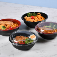 Accepter personnaliser Récipient d'emballage alimentaire rond congelable au micro-ondes en plastique PP bols de ramen mangés jetables