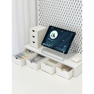 Desktop Riser Stand With <b>Drawers</b> Storage Shelf For Study <b>Office</b> Organizer Rectangle Standing Type 2nd Floor Stationery Holder - Product Image 4