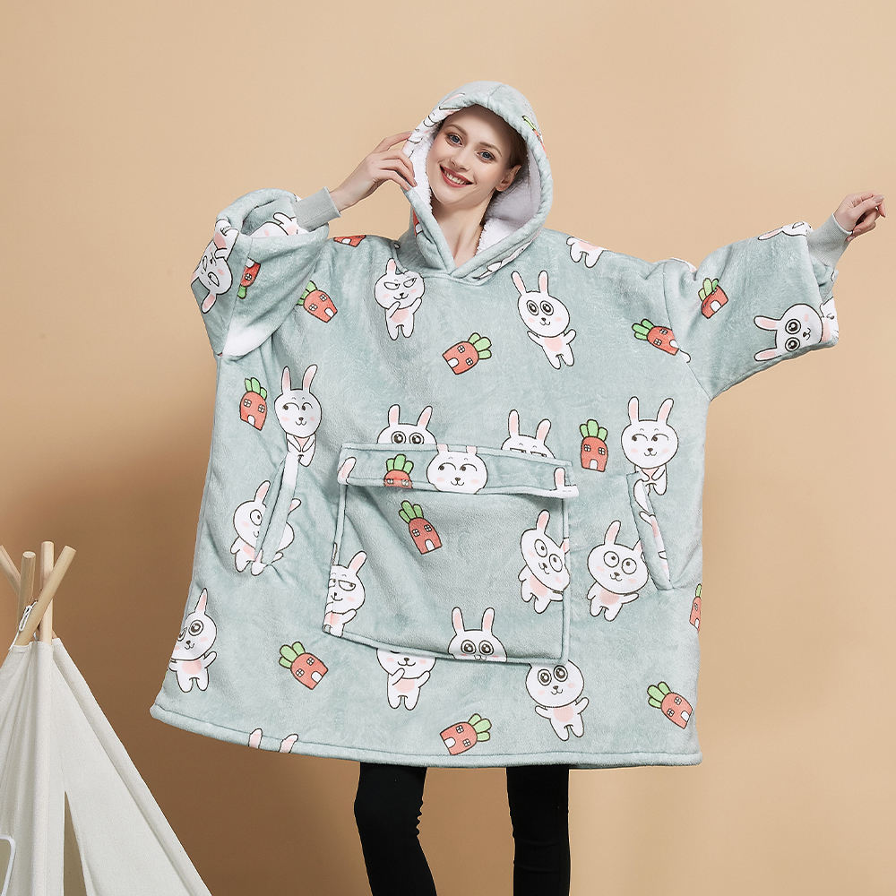 Felpa con cappuccio coperta Sherpa TV invernale con manica felpe