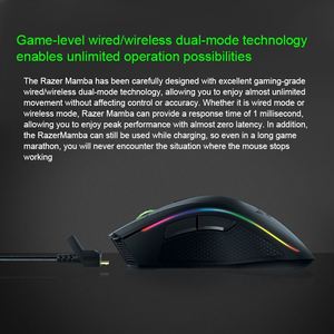 <span class=keywords><strong>Razer</strong></span> <span class=keywords><strong>Mamba</strong></span>-ratón inalámbrico con cable y modos duales, dispositivo con 9 teclas programables, 16000 DPI, superventas - Product Image 5