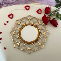 Vente flash, décoration de table de fête de luxe, mariage, sous-plat en plastique, 13 pouces, octogonal, creux, doré, assiette de présentation en plastique