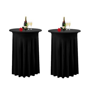 Mantel para <span class=keywords><strong>Mesa</strong></span> <span class=keywords><strong>de</strong></span> Cóctel con Faldones, Mantel Elástico <span class=keywords><strong>de</strong></span> Spandex con Cortinas Onduladas para Bodas, Bares, Fiestas y Banquetes - Product Image 1