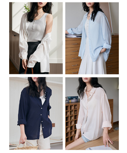 <span class=keywords><strong>Camicia</strong></span> in <span class=keywords><strong>Lino</strong></span> a Maniche Lunghe da <span class=keywords><strong>Donna</strong></span> Primavera/Estate, Vestibilità Regolare Semplice, Traspirante, Casual, Top da Indossare Sopra - Product Image 2