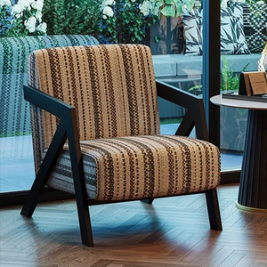 Sillón Individual <span class=keywords><strong>de</strong></span> Madera Maciza con Cubierta <span class=keywords><strong>de</strong></span> Lino, Respaldo Acolchado, Diseño Moderno, Ecológico, Duradero y Cómodo - Product Image 5