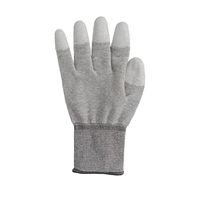 Guantes de Seguridad Duraderos de Fibra de Carbono y Poliéster de Calibre 15 con Dedos Blancos para Hombres y Mujeres