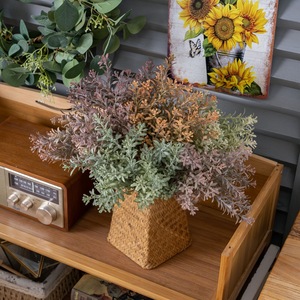 CallaFloral Ramas de Hierba con Diseño de Asta de Ciervo, Flores Artificiales en Blanco, Borgoña, Café y Amarillo Oscuro para Decoración de Interiores CL16105 - Product Image 1