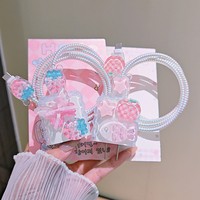 Protector de Cable de Carga con Diseño de Mariposa de Cristal Rosa, Accesorios para iPhone 18/20w, Funda Protectora de Cargador con Dibujos Animados