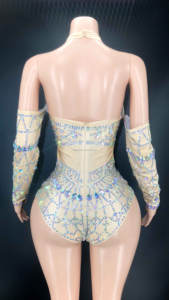 Novance Y2580 negozio in Cina Shorts in maglia di cristallo di diamante body personalizzato nuovo modello stampa Club Show Stage Wear Vestidos De Playa - Product Image 4