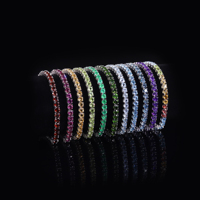 Abiding Jewelry Chaîne de tennis multi-formes personnalisée sans ternissure Argent Naturel Ovale 3x4mm Chrome Diopside Bracelet de tennis pour femme