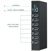 Hub USB 3.0 Industri 7 Port Adaptor Ekstensi Multiport dengan Transfer Data 5Gbps untuk Otomasi Industri