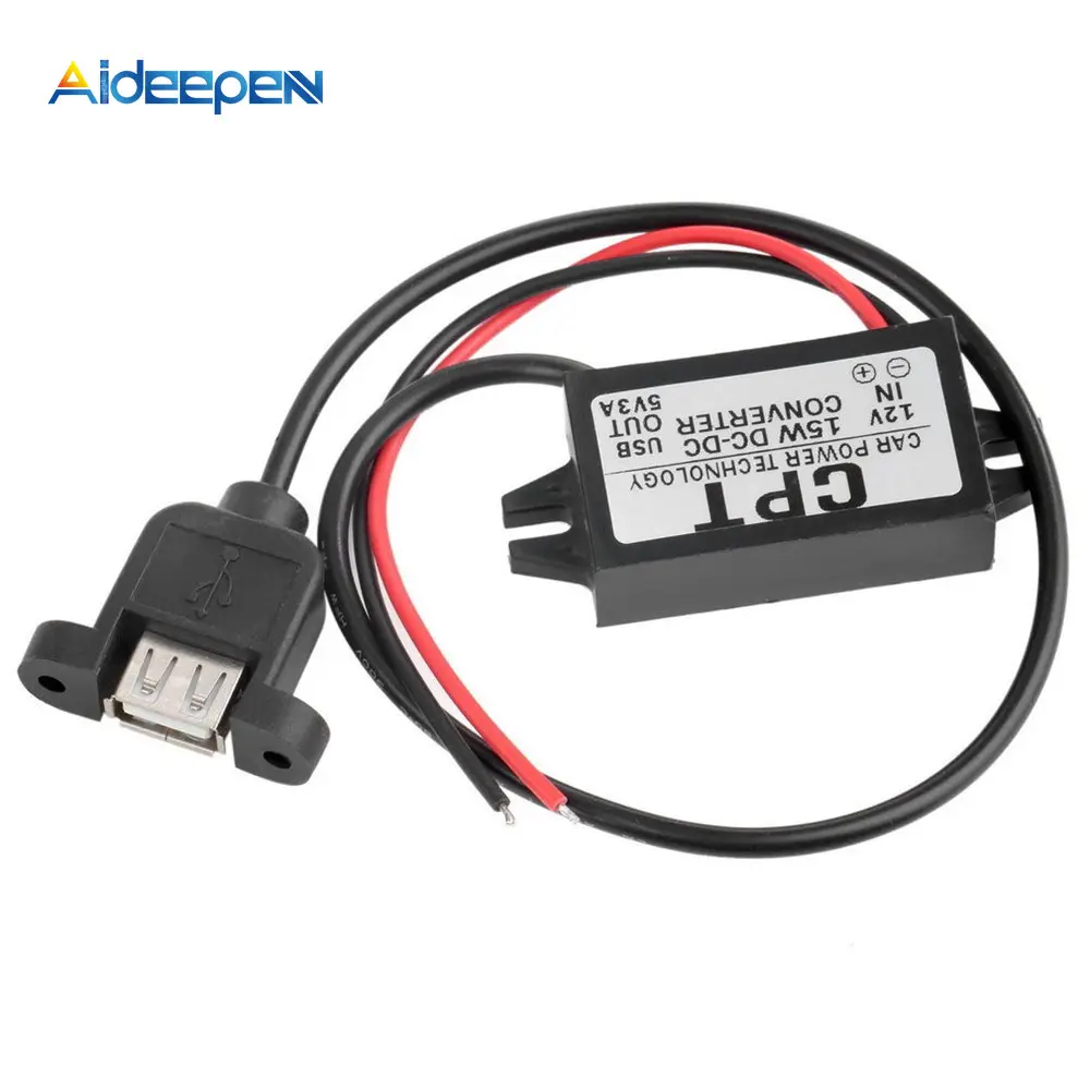 Dc 12V Naar 5V 3A 15W Buck Converter Step Down Module Enkele Mannelijke Usb Uitgangsvermogen Adapter voor Auto