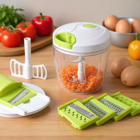 Cortador de Verduras Multifuncional, Picador, Rallador, Rebanador, Utensilio de Cocina Manual de Plástico, 11 Piezas, Cuchillas de Acero Inoxidable