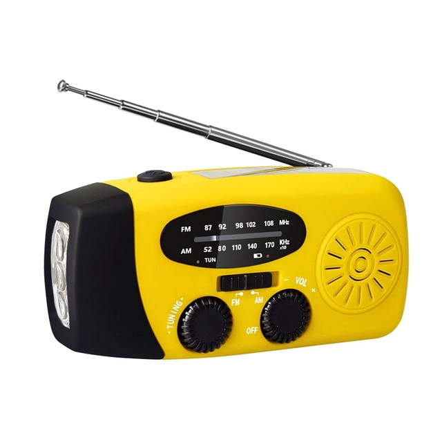 Solar Powered Hand Crank Bright Led Flashlight AM/FM Weather Portable Survival Emergency Radio with USB Charged