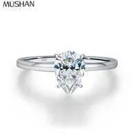 Bague de Luxe MUSHAN en Argent Sterling 925 avec Moissanite VVS, Bague de Remise de Diplôme Plaqué Or Véritable 18K pour Femme, Bagues Brevetées MST