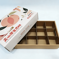 Boîte cadeau en carton ondulé personnalisée en deux parties avec séparateur en papier et poignée de transport, emballage écologique pour fruits frais de la ferme