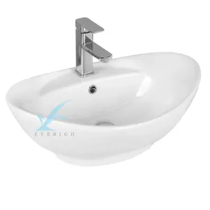 Neues Produkt modernes badezimmer Kunstwaschbecken Keramik Kunst Arbeitsplatte Waschbecken weiß oval Handwaschbecken Waschbecken für badezimmer
