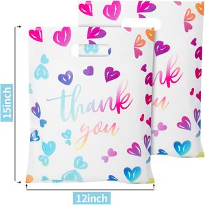 Thank You <b>Bags</b> 100Pcs 15X12 Inch Plastic Gift <b>Bags</b> With Handles For Birthday Party birthday - Product Image 2