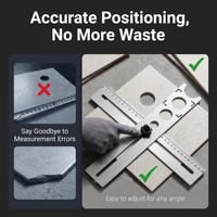 Guide de positionnement de carreaux, règle multifonctionnelle à 6 plis en acier inoxydable, outil d'aide pour maçons, gadget de perçage pour pose de carreaux, fabriqué en Chine