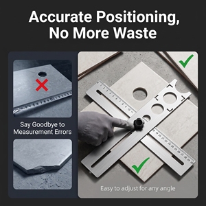 Guide <span class=keywords><strong>de</strong></span> positionnement <span class=keywords><strong>de</strong></span> carreaux, <span class=keywords><strong>règle</strong></span> multifonctionnelle à 6 plis en acier inoxydable, outil d'aide pour maçons, gadget <span class=keywords><strong>de</strong></span> perçage pour pose <span class=keywords><strong>de</strong></span> carreaux, fabriqué en Chine - Product Image 3
