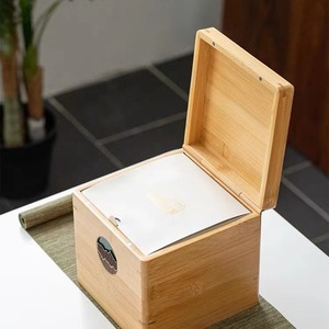Caja de almacenamiento de madera cuadrada de madera maciza para dormitorio, sala de estar, embalaje de té, artículos varios, 24,5x15,8x17,8 cm - Product Image 2