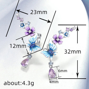 Orecchini Pendenti a Farfalla e Fiore, Design Fresco e Colorato, Gioielli Quotidiani da Donna, Idea Regalo - Product Image 3