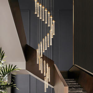 Lampu gantung transparan emas, lampu gantung kristal Dekorasi ruang tamu, lampu liontin tangga Hotel akrilik mewah - Product Image 5