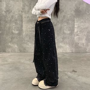 Jeans da Uomo Best-Seller, Moda Nova Hombre, Jeans Baggy Neri e Bianchi con Strass per Uomo - Product Image 3