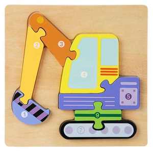 Puzzles <span class=keywords><strong>en</strong></span> bois 3D d'animaux et de véhicules de dessins animés, jouets éducatifs Montessori pour les tout-petits, cadeau éducatif pour les garçons et les filles - Product Image 6