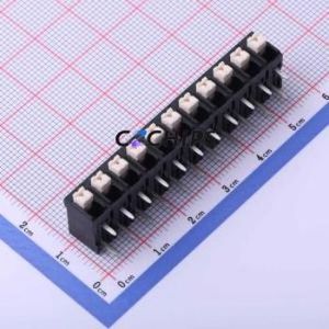 JL212R-50011B01 Spring Terminal Block Bent Lead Through Hole,P=5mm Connector 1x11P 5mm Black Right Angle Insert - Product Image 1