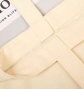 Sac fourre-tout en toile réutilisable, sac cadeau en coton vierge à personnaliser avec une longue bandoulière et une fermeture éclair - Product Image 5