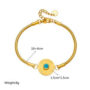 European Style Gold Tone Charm Bracelet With Star And Circle Pendant For Women Gift Jewelry - Product Image 5