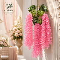 Fleurs artificielles de glycine YM, fausse vigne de glycine en soie, toucher réel, décoratives pour arche de mariage, plafond, décoration intérieure, vente en gros