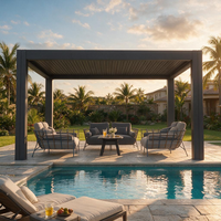 Pergola en aluminium imperméable WishOutdoor avec toit à lamelles, parasol pour petit jardin et balcon