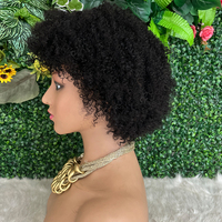 Perruque courte bouclée Pixie Cut en cheveux humains, style Afro, fabriquée à la machine, haute densité, en cheveux humains brésiliens pour femmes noires