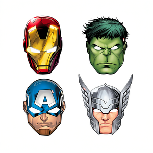 Masques de fête Avengers, 6 pièces, 2 sacs de masques en papier pour enfants, accessoire de costume - Product Image 1