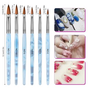 Kit de 19 pinceaux à ongles en acrylique bleu clair avec 5 stylos à points et brosse anti-poussière pour salon de manucure - Product Image 4