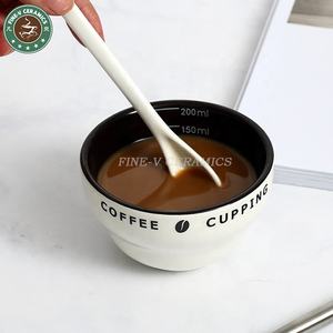 Logo Kustom SCAA Profesional Cangkir Kopi Porselen Berbentuk Q Mangkuk Ukur Kopi Keramik Espresso 200Ml - Product Image 3